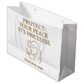 Grand Sac Cadeau Protect Your Peace — Minimalist Self-Care Quote (Devant Angle)