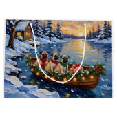 Grand Sac Cadeau Pug Christmas Boat Holiday (Dos)