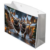Grand Sac Cadeau Pug Dogs Christmas Snow Holiday (Dos Angle)