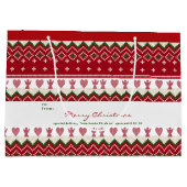 Grand Sac Cadeau Pull Ugly Sweater Noël Tricoté Hygge Anges Cœurs (Dos)