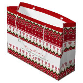 Grand Sac Cadeau Pull Ugly Sweater Noël Tricoté Hygge Anges Cœurs (Dos Angle)