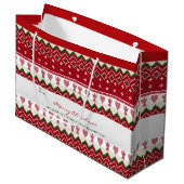 Grand Sac Cadeau Pull Ugly Sweater Noël Tricoté Hygge Anges Cœurs (Devant Angle)