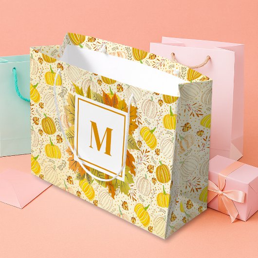 Grand Sac Cadeau Pumpkins Autumn Fall Harvest Pattern