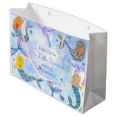 Grand Sac Cadeau Purmaid chat sirène aquarelle fille anniversaire (Dos Angle)