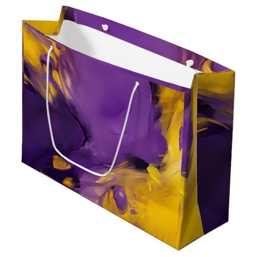 Grand Sac Cadeau Purple and Gold Abstract (Devant Angle)