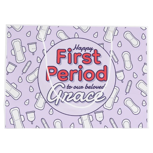 Grand Sac Cadeau Purple Cute Tampon Pad Première période (Dos)