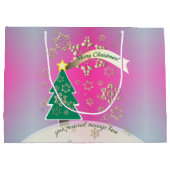 Grand Sac Cadeau Purple et SnowyBronze"Joyeux Noël" (Dos)