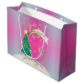 Grand Sac Cadeau Purple et SnowyBronze"Joyeux Noël" (Dos Angle)