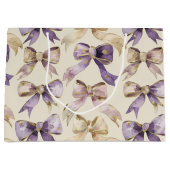 Grand Sac Cadeau Purple Gold Bows Anniversaire (Devant)