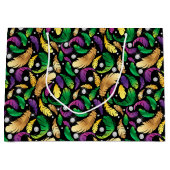 GRAND SAC CADEAU PURPLE OR VERT MARDI GRAS FEATHERS (Devant)