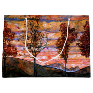 Grand Sac Cadeau Quatre arbres par des beaux-arts d'Egon Schiele
