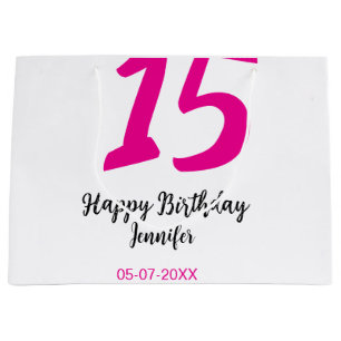 Grand Sac Cadeau quiencenera 15e anniversaire ajouter date année te