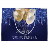 Grand Sac Cadeau Quinceanera marine bleu or parties scintillant gou (Dos)