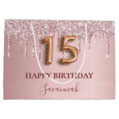 Grand Sac Cadeau Quinceanera parties scintillant rose pâle gouttes  (Dos)