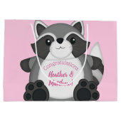 Grand Sac Cadeau Raccoon Baby shower rose (Dos)