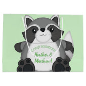 Grand Sac Cadeau Raccoon Baby shower vert (Dos)