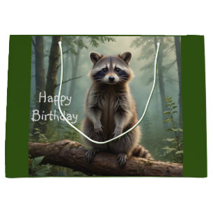 Grand Sac Cadeau Raccoon dans la forêt