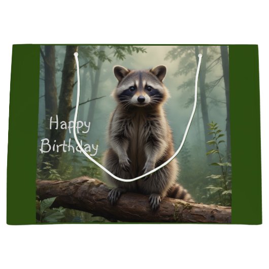 Grand Sac Cadeau Raccoon dans la forêt (Devant)