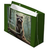 Grand Sac Cadeau Raccoon dans la forêt (Devant Angle)