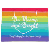 Grand Sac Cadeau Rainbow Christmas Be Joyeux and Bright Custom Part (Devant)