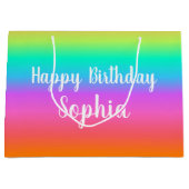 Grand Sac Cadeau Rainbow Joyeux Anniversaire Nom personnalisé (Devant)
