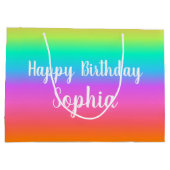 Grand Sac Cadeau Rainbow Joyeux Anniversaire Nom personnalisé (Dos)