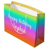Grand Sac Cadeau Rainbow Joyeux Anniversaire Nom personnalisé (Dos Angle)