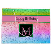 Grand Sac Cadeau Rainbow Raindrops Monogram Anniversaire (Dos)