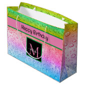 Grand Sac Cadeau Rainbow Raindrops Monogram Anniversaire (Dos Angle)