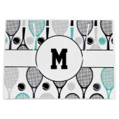 Grand Sac Cadeau Raquettes de tennis Monogramme initial Green Black (Devant)