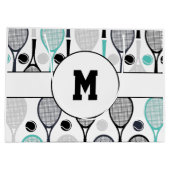 Grand Sac Cadeau Raquettes de tennis Monogramme initial Green Black (Dos)