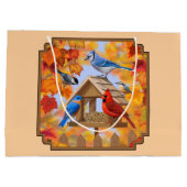 Grand Sac Cadeau Rassemblement d'oiseaux Orange d'automne (Dos)