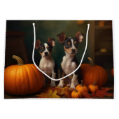 Grand Sac Cadeau Rat Terrier Chiot Automne Citrouille délice (Devant)