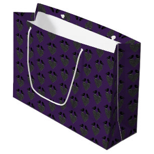 Grand Sac Cadeau Ravens gothiques et Coeur noir