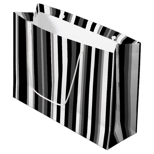 Grand Sac Cadeau Rayé noir et blanc (Devant Angle)