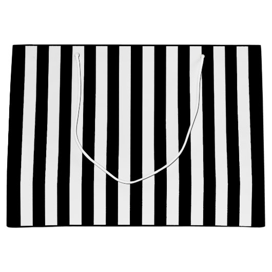 Grand Sac Cadeau Rayure noir et blanc (Devant)