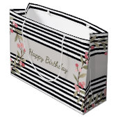 Grand Sac Cadeau Rayure noire et blanche (Dos Angle)