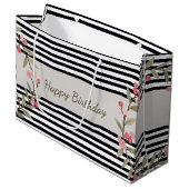 Grand Sac Cadeau Rayure noire et blanche (Devant Angle)