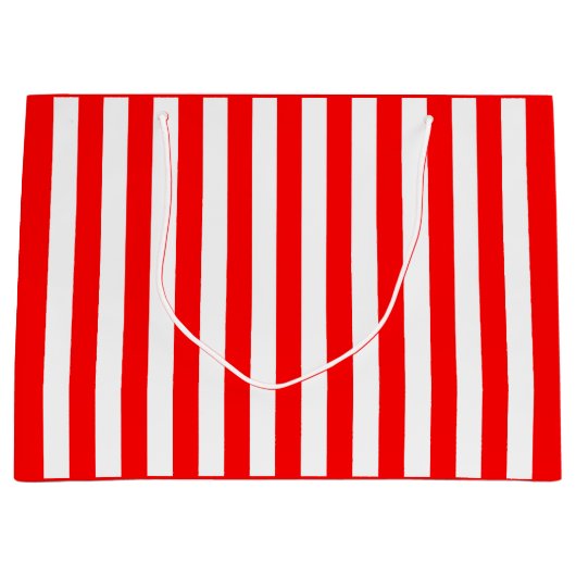 Grand Sac Cadeau Rayure rouge et blanche (Devant)