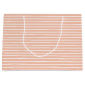 Grand Sac Cadeau Rayures blanches et pêche (Devant)