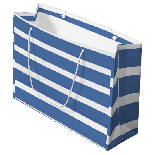 Grand Sac Cadeau Rayures bleues (Devant Angle)
