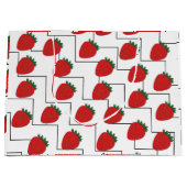 Grand Sac Cadeau Rayures Chevron Fraise (Devant)