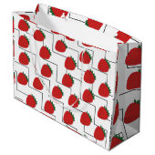 Grand Sac Cadeau Rayures Chevron Fraise (Dos Angle)