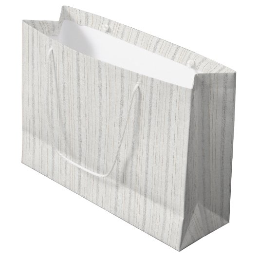 Grand Sac Cadeau Rayures crème blanches chic (Devant Angle)