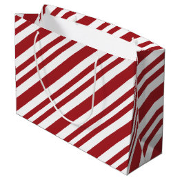 Grand Sac Cadeau Rayures de Canne à Sucre de Noël