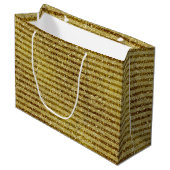 Grand Sac Cadeau Rayures de parties scintillantes d'or (Devant Angle)