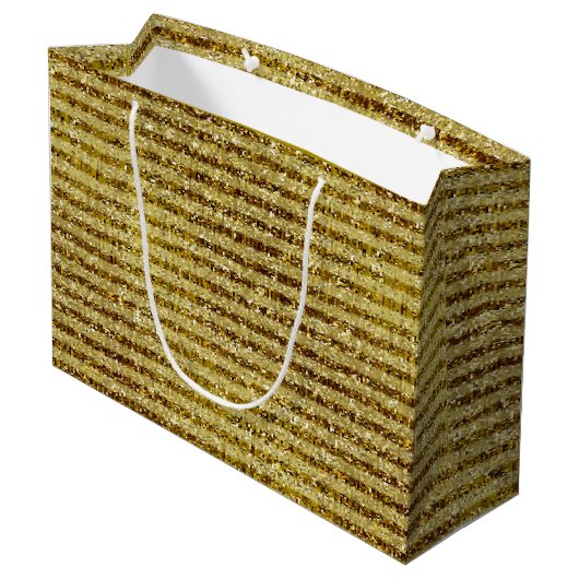 Grand Sac Cadeau Rayures de parties scintillantes d'or (Dos Angle)