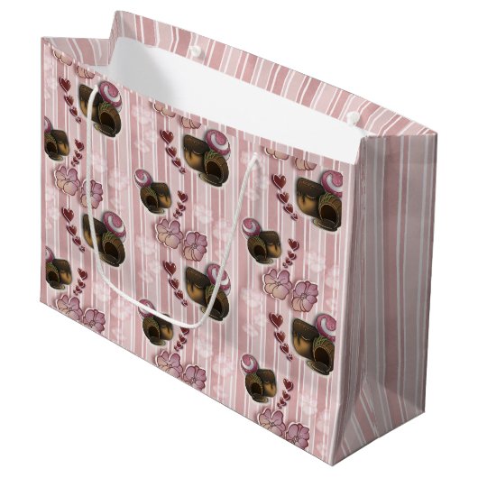 Grand Sac Cadeau Rayures de truffe (Devant Angle)