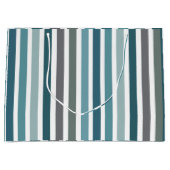 Grand Sac Cadeau Rayures Gris Bleu (Devant)