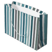 Grand Sac Cadeau Rayures Gris Bleu (Dos Angle)